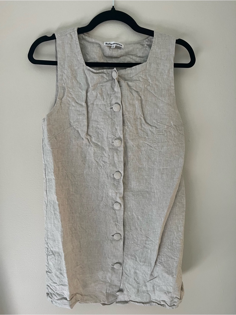 Reformation Danna Linen Dress in Oatmeal - Picture 3 of 5